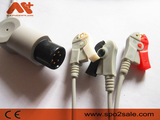 Szmedplus AAMI ECG কেবল এবং Leadwires 6 Pin 3 Lead Ecg Cable TPU AHA ক্লিপ