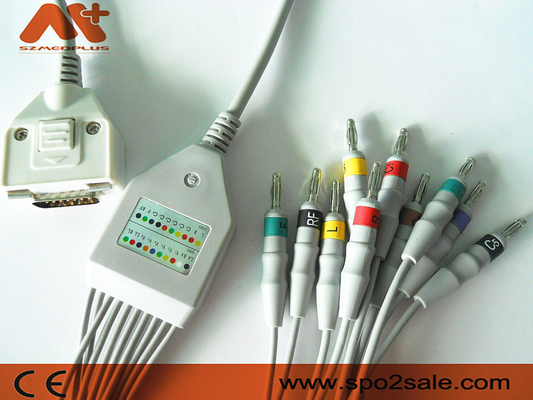 Cardisuny, KP-500, KP-500D এর জন্য Fukuda ME সামঞ্জস্যপূর্ণ সরাসরি-সংযোগ EKG কেবল