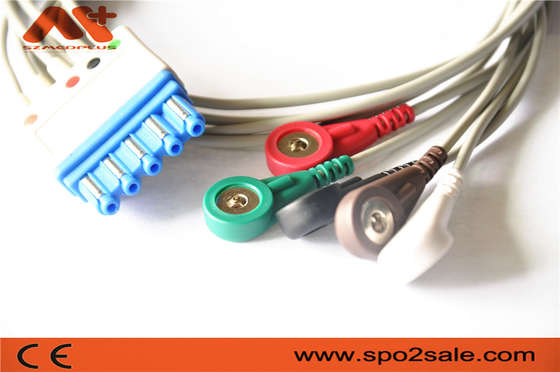 5 লিড AHA স্ন্যাপ ECG রোগীর কেবল M1644A ফিলিপস সামঞ্জস্যপূর্ণ