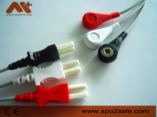 Spacelabs সামঞ্জস্যপূর্ণ 3 লিড স্ন্যাপ ইসিজি লিডওয়্যার - 700-0007-00
