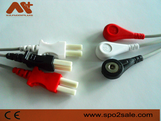 Spacelabs সামঞ্জস্যপূর্ণ 3 লিড স্ন্যাপ ইসিজি লিডওয়্যার - 700-0007-00