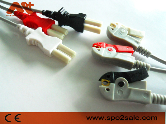 Spacelabs সামঞ্জস্যপূর্ণ 3 লিড ক্লিপ ইসিজি লিডওয়্যার - 700-0006-00