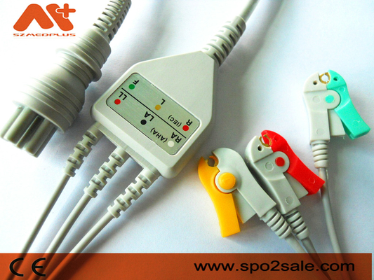 ওমরন > কলিন BP-88S, BP-S510, M9500, প্রেস মেট অ্যাডভান্টেজ সামঞ্জস্যপূর্ণ 3 লিড ক্লিপ ডাইরেক্ট-কানেক্ট ইসিজি কেবল