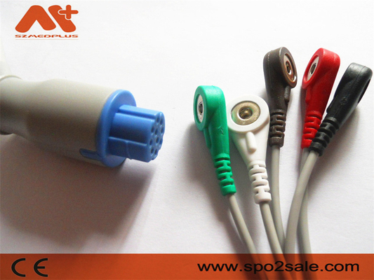 Datex Ohmeda সামঞ্জস্যপূর্ণ 5 Lead Snap Direct-Connect ECG Cable CB-72595R