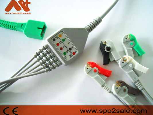 MEK MP 1000, MP 600, MP 500 সামঞ্জস্যপূর্ণ 5 লিড ক্লিপ ডাইরেক্ট-কানেক্ট ইসিজি কেবল