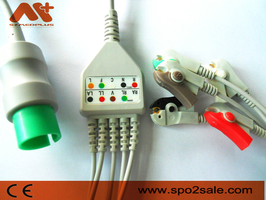 Spacelabs সামঞ্জস্যপূর্ণ 5 লিড ক্লিপ ডাইরেক্ট-কানেক্ট ইসিজি কেবল
