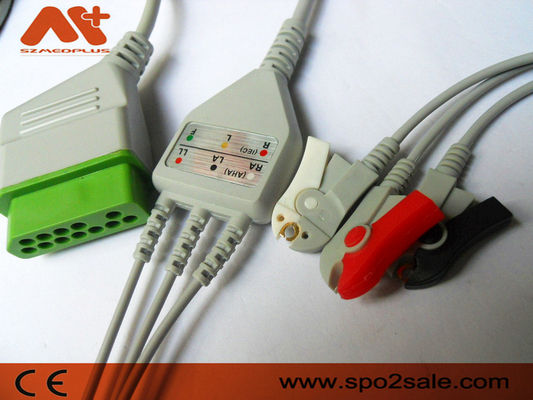12 পিন রোগীর মনিটর কেবল 3 লিড ক্লিপ কেবল Ecg Nihon Kohden