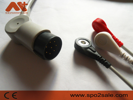 Nihon Kohden OEC-6102A, OEC-6105A, OEC-6120A, OEC-6120J, OEC-6120K সামঞ্জস্যপূর্ণ 3 লিড স্ন্যাপ ডাইরেক্ট-কানেক্ট ইসিজি কেবল