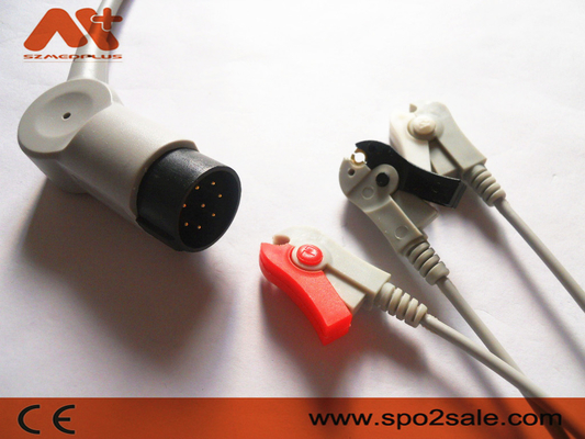 Nihon Kohden OEC-6102A, OEC-6105A, OEC-6120A, OEC-6120J, OEC-6120K সামঞ্জস্যপূর্ণ 3Lead ক্লিপ ডাইরেক্ট-কানেক্ট ইসিজি কেবল